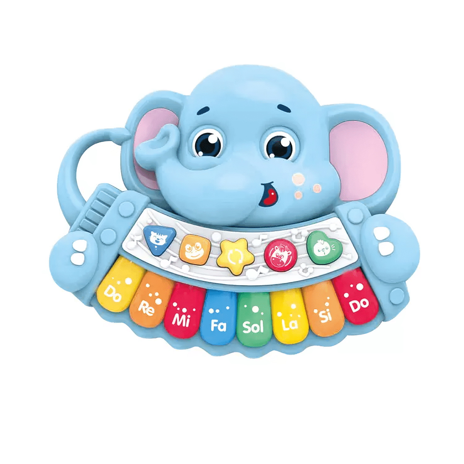 Jucarie Interactiva Bebelusi, Pian Cu Lumini si Sunete, Elefant, Albastru, 20.5x16.5x5 cm