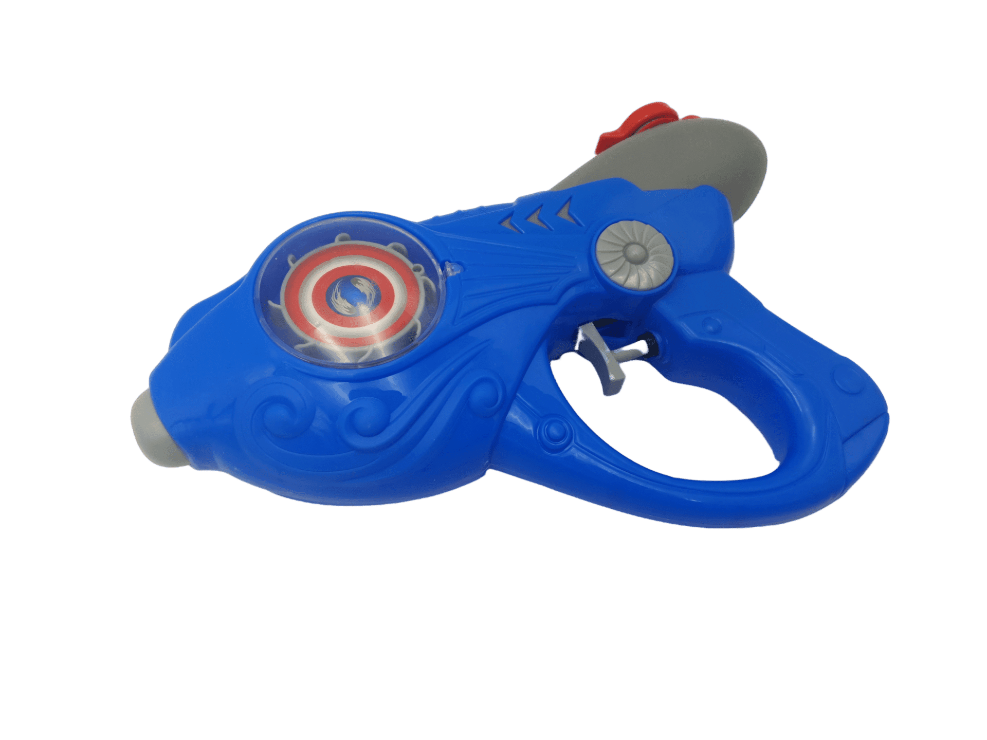 Pistol Jucarie cu Apa, cu Disc Rotativ si Lumini Interactive, Albastru Gri, 25x5x18 cm, + 3 Ani
