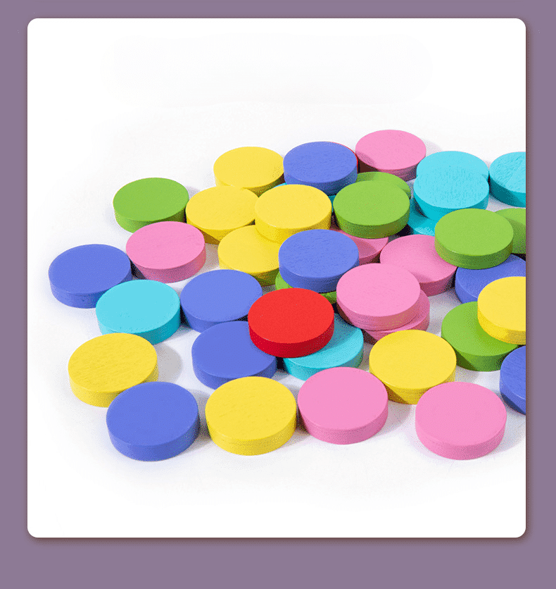 Joc Educativ din Lemn Montessori, Pentru Memorie, Sortare si Potrivire a Culorilor, 48 Piese, 23x5x24 cm, + 3 Ani