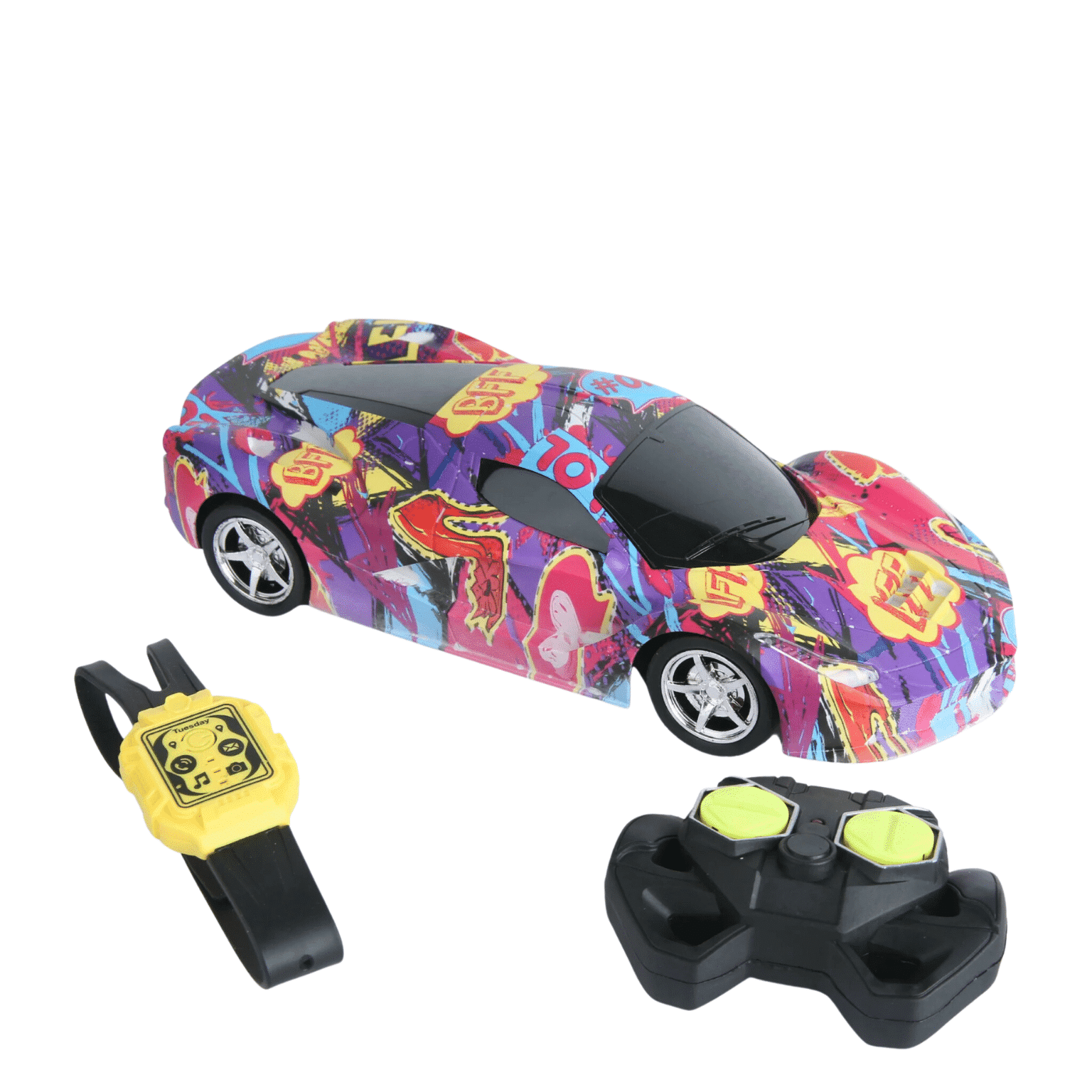 Masinuta de Curse cu 2 Telecomenzi, Comanda Senzoriala prin Gesturi, RC 2.4 Ghz, 1:16, Acumulator cu Incarcare USB, 29x15x9 Cm, Rosu Mov, + 6 Ani