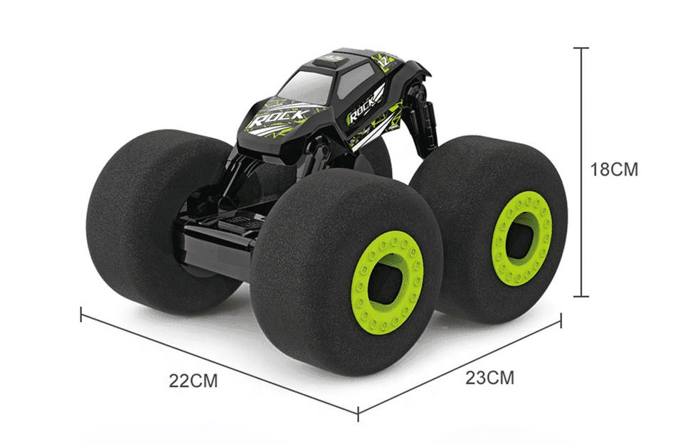 Masinuta Off Road cu Telecomanda, Roti Antisoc din Burete Dens, Scara 1:16, RC 2.4 GHZ, Acumulator cu Incarcator USB, 23x22x18 cm, Negru Verde, + 6 Ani