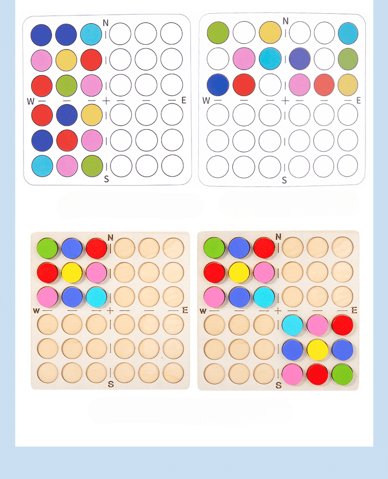 Joc Educativ din Lemn Montessori, Pentru Memorie, Sortare si Potrivire a Culorilor, 48 Piese, 23x5x24 cm, + 3 Ani