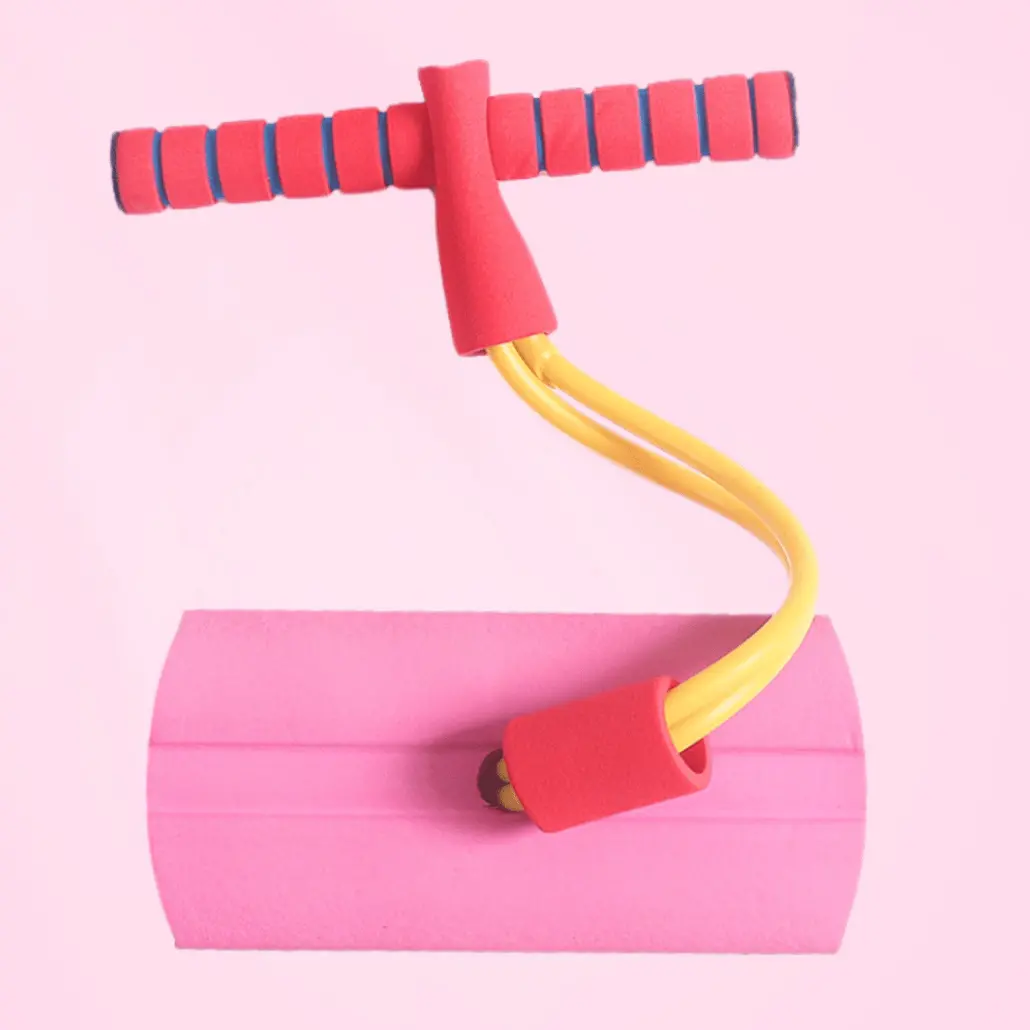 Jucarie Elastica din Spuma Pogo Stick cu Sunete Squeaki, 20x40x8 cm, Roz, +3 Ani