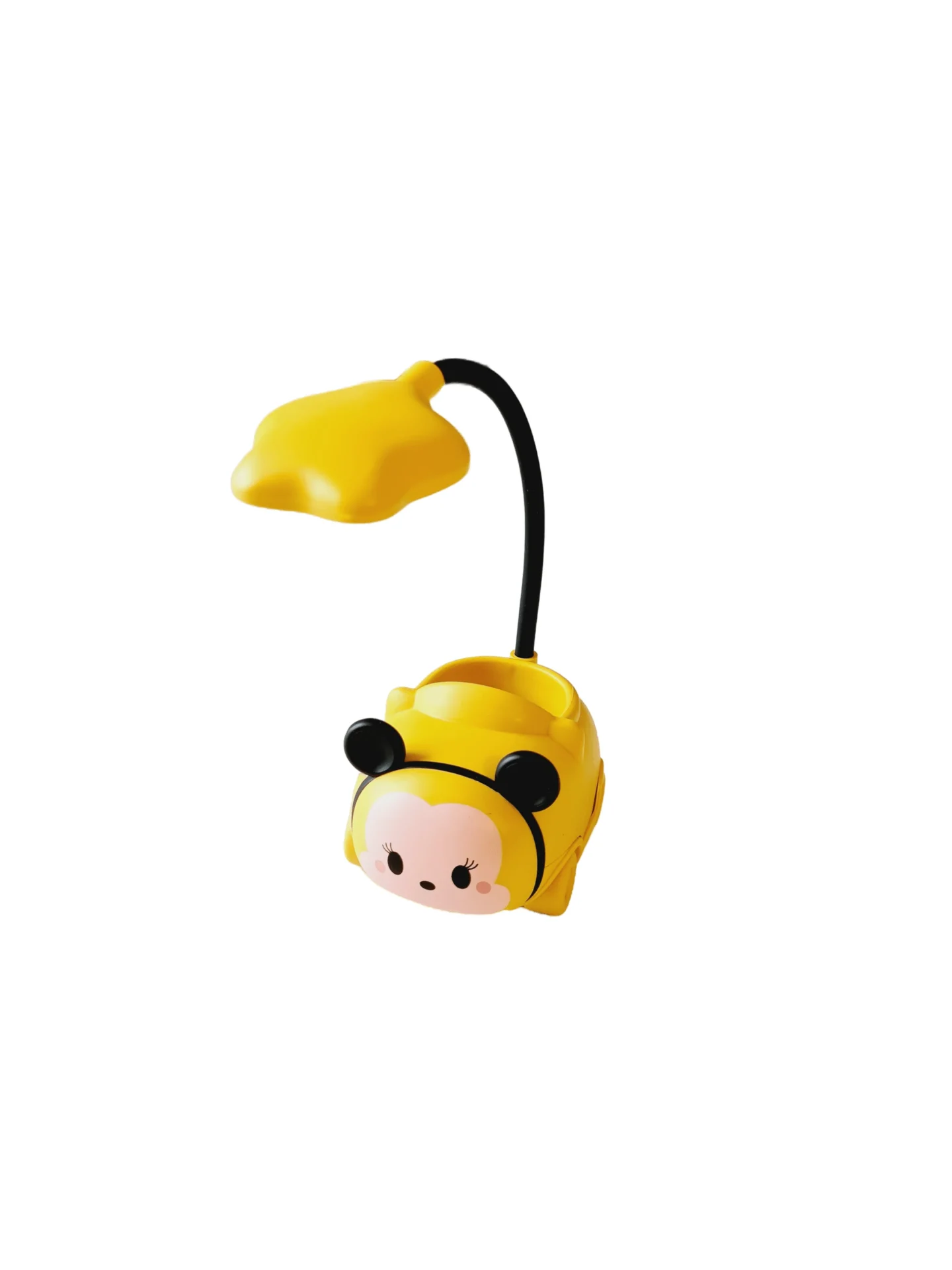 Lampa de Birou LED cu Suport Pixuri, Reglabila, Portabila, Pliabila, Reincarcare USB, Ursulet, Galben