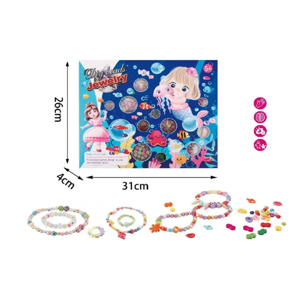 Set pentru Artizanat, Bratari cu Margele, Relief Ocean, Albastru, 31x4x26 cm, + 5 Ani