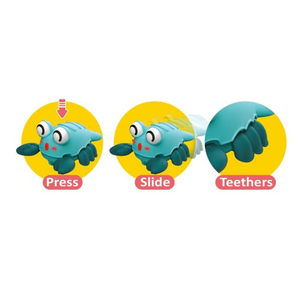 Jucarie tip Apasa si merge, Forma homar, Albastru, 11x8x5.8 cm