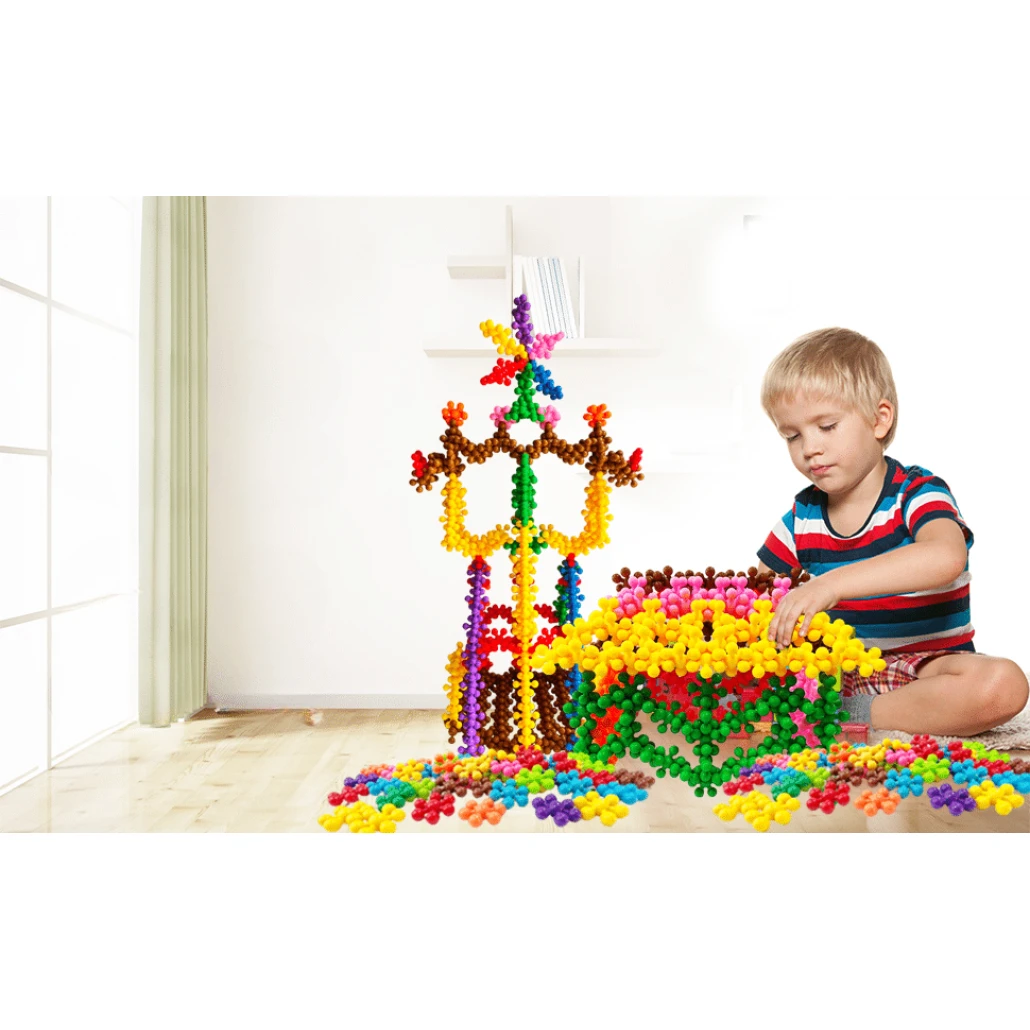 Set de Constructie Educativ Interactiv, Piese Particule Atom Interconectabile, Combinatii Infinite, Cutie Depozitare, 600 Piese, + 3 Ani