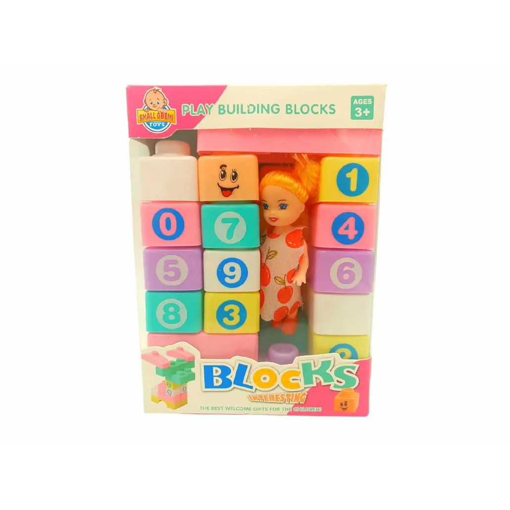 Set de Constructie Cuburi cu Cifre si Figurina Fetita, Multicolor, 23 de Piese, +3 ani