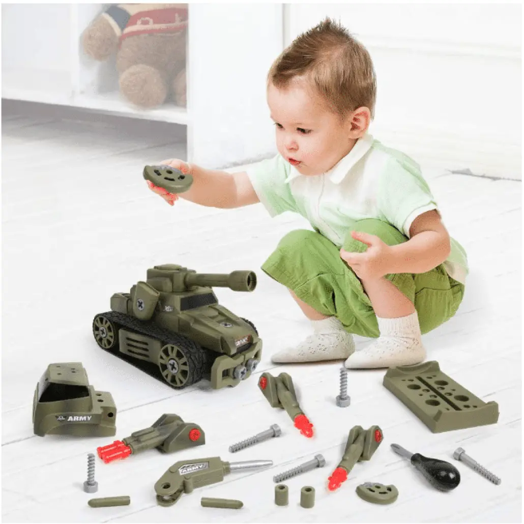 Set de Construcție Vehicul Militar 5 în 1, 62 piese cu Șurubelniță Inclusă