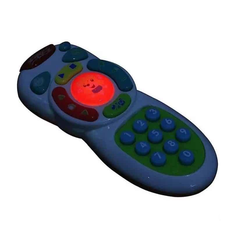 Telecomanda de Jucarie, cu Sunete si Lumini, Volum Ajustabil, Limba Engleza, Ursulet, Dimensiuni 16x6.5x3 Cm, Alb Verde, + 1 An