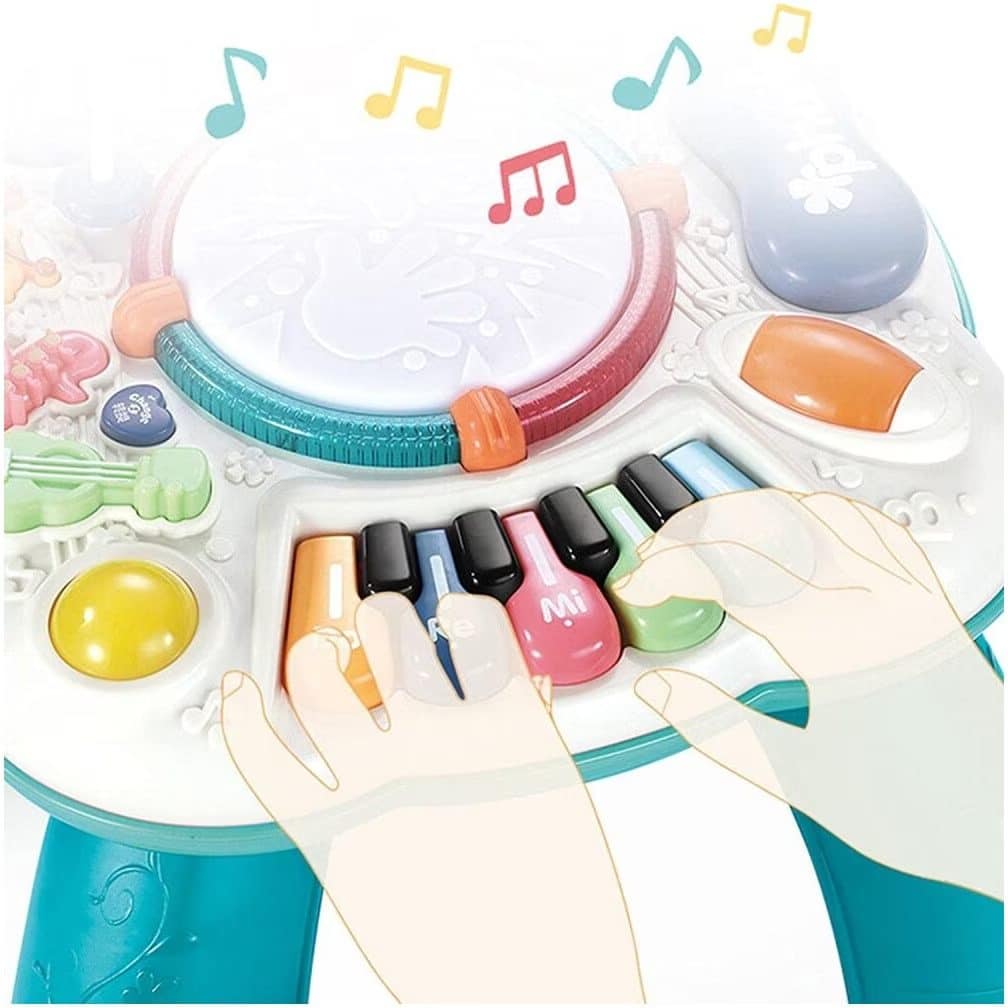 Jucarie Interactiva, Masuta cu Activitati, 8 Functii, Invata si Descopera Inteligent, 33x33x33 Cm, Alb Verde