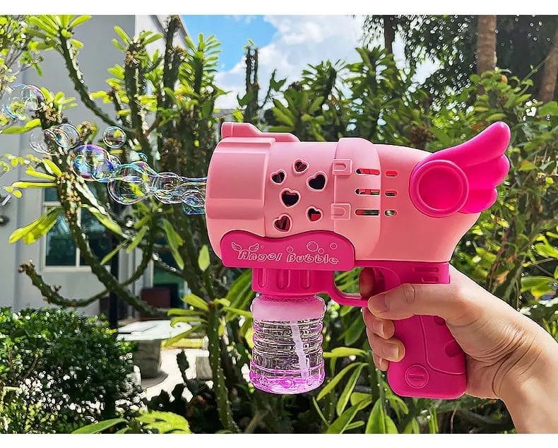 Pistol Baloane Săpun LUDIRO cu 6 guri și Lumini LED, Roz