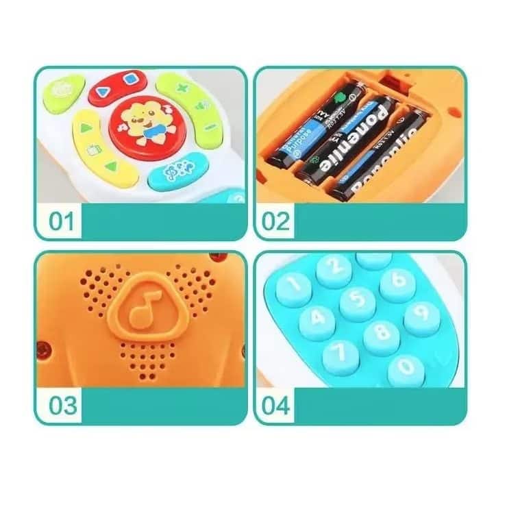 Telecomanda de Jucarie, cu Sunete si Lumini, Volum Ajustabil, Limba Engleza, Ursulet, Dimensiuni 16x6.5x3 Cm, Alb Verde, + 1 An