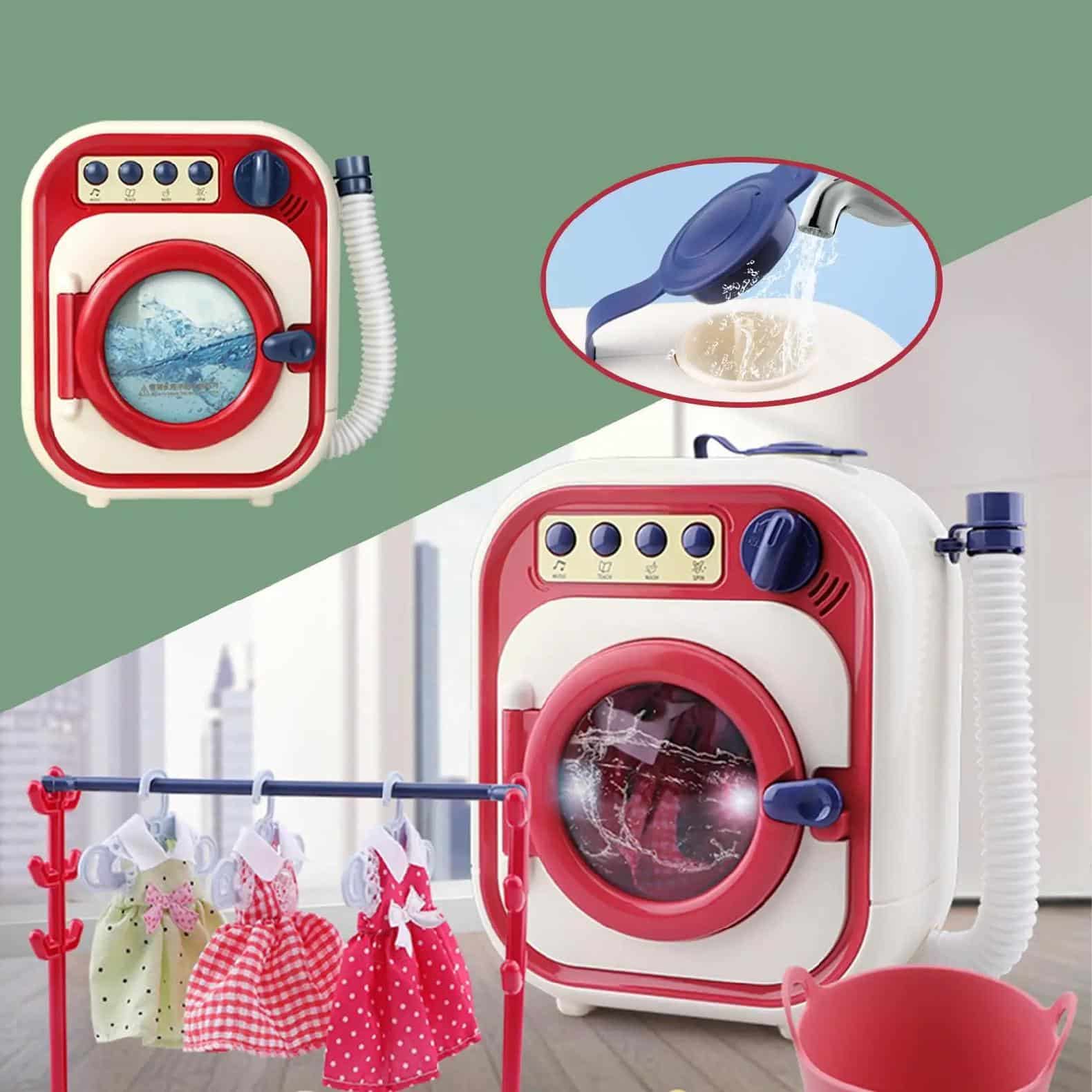 Set de Joaca, Masina de Spalat cu Accesorii, Sistem de Scurgere, Sunete si Lumini Interactive, 21x21x11 Cm, + 3 Ani