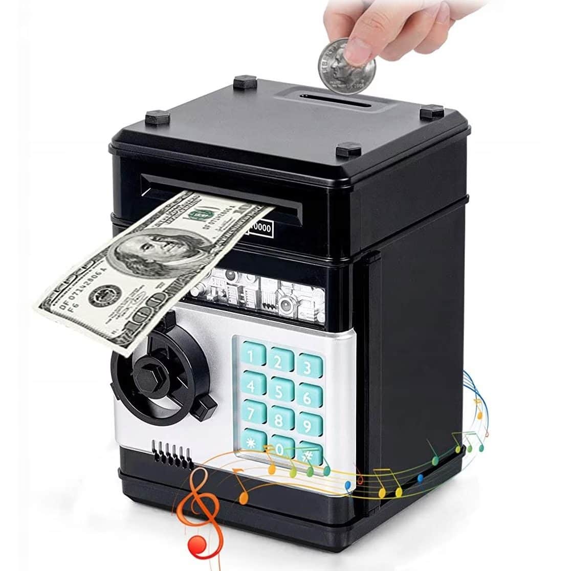 Pușculiță ATM LUDIRO cu Lumini și Sunete, Economisește Ușor, Negru