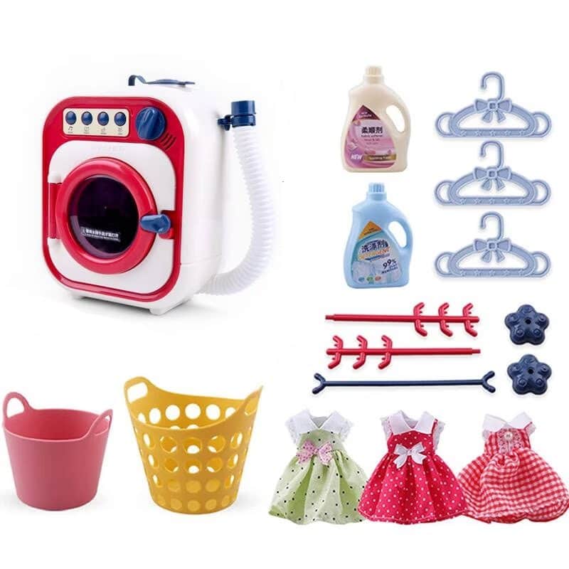 Set de Joaca, Masina de Spalat cu Accesorii, Sistem de Scurgere, Sunete si Lumini Interactive, 21x21x11 Cm, + 3 Ani