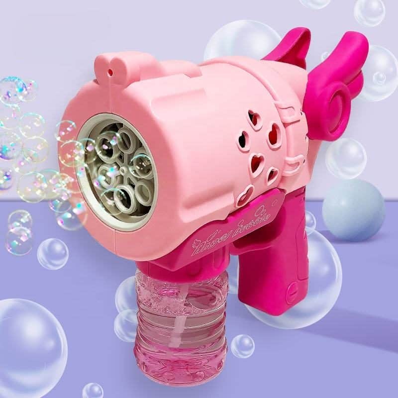 Pistol Baloane Săpun LUDIRO cu 6 guri și Lumini LED, Roz