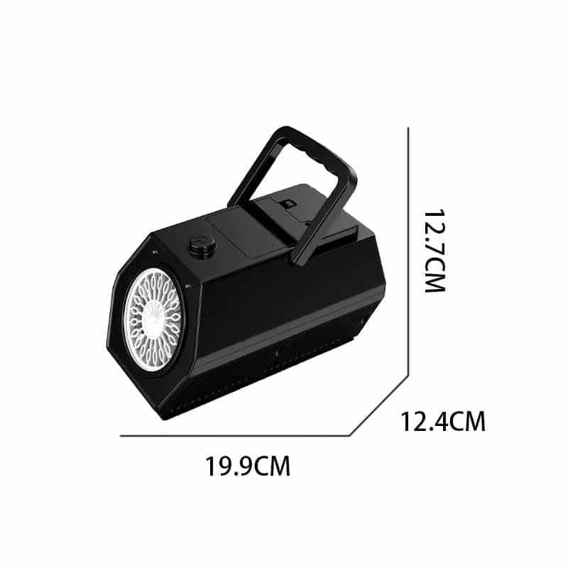 Aparat Baloane Săpun Automat Portabil, Jucărie Interactivă cu Lumină LED, 20 Găuri, Negru, 3 Moduri Alimentare – Ideal pentru Copii, Petreceri, Cadouri