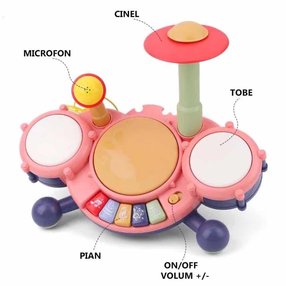 Set Tobe Interactive Bebelusi, Microfon Incorporat, Volum Ajustabil, Functie Pian, Roz, 32x28x20 Cm, +18 Luni