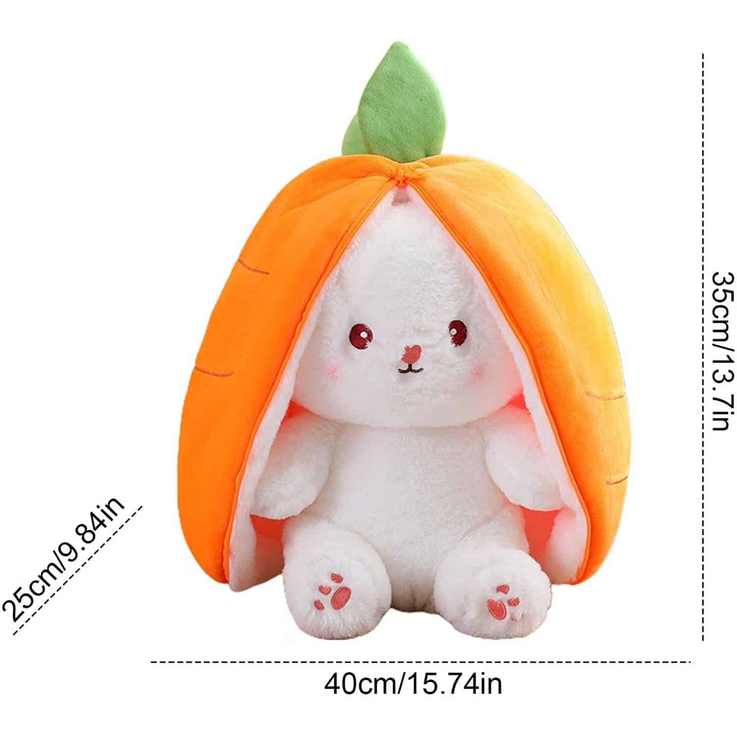 Jucarie de Plus Reversibila, Iepurasul Morcovel, 30 Cm, Moale si Catifelat, 30x30x25 Cm, + 3 Ani