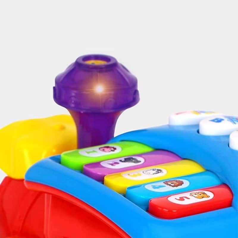 Trenulet de Jucarie Educativ cu Sunete si Lumini, Senzor de Impact, Functie Potrivire Forme, Rosu, 22x16x12 Cm, +18 Luni