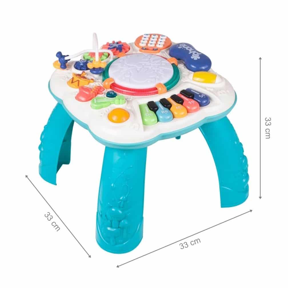 Jucarie Interactiva, Masuta cu Activitati, 8 Functii, Invata si Descopera Inteligent, 33x33x33 Cm, Alb Verde