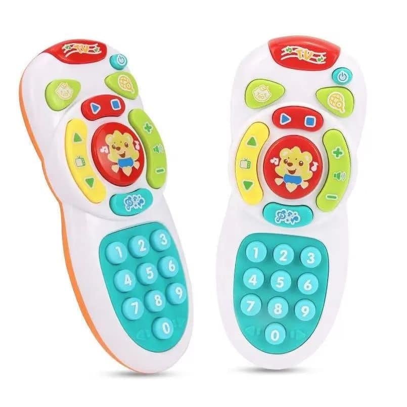 Telecomanda de Jucarie, cu Sunete si Lumini, Volum Ajustabil, Limba Engleza, Ursulet, Dimensiuni 16x6.5x3 Cm, Alb Verde, + 1 An