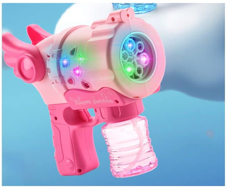 Pistol Baloane Săpun LUDIRO cu 6 guri și Lumini LED, Roz