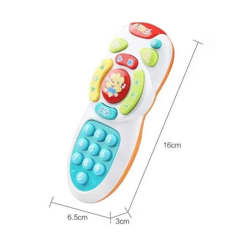 Telecomanda de Jucarie, cu Sunete si Lumini, Volum Ajustabil, Limba Engleza, Ursulet, Dimensiuni 16x6.5x3 Cm, Alb Verde, + 1 An