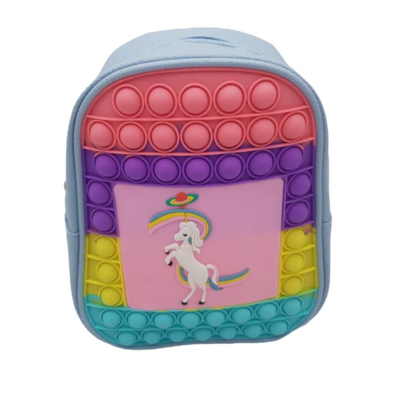 Ghiozdan Prescolari, Pop It Now, Unicorn, 2 Barete Ajustabile, Piele Ecologica, 19x23x10 cm, Albastru, + 3 Ani