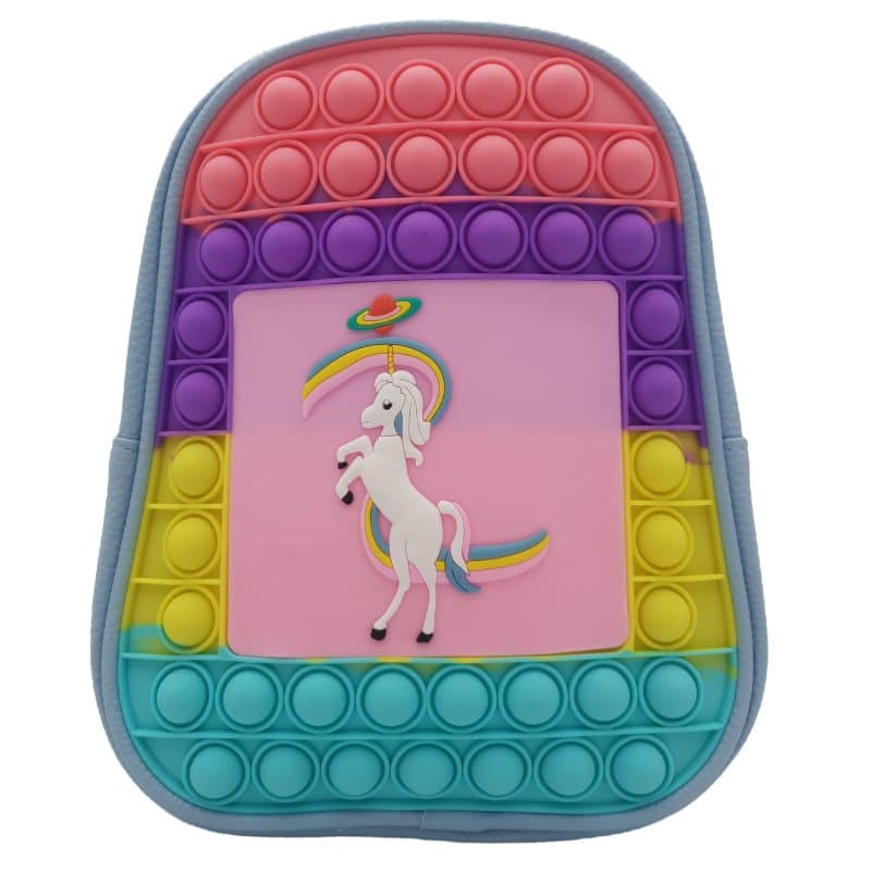 Ghiozdan Prescolari, Pop It Now, Unicorn, 2 Barete Ajustabile, Piele Ecologica, 19x23x10 cm, Albastru, + 3 Ani