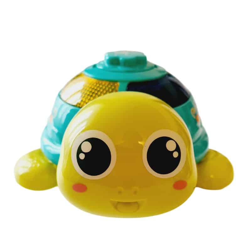 Jucarie Interactiva Broscuta Testoasa cu Lumini si Sunete, Care Face Oua, 21x16x10 cm, Verde Albastru