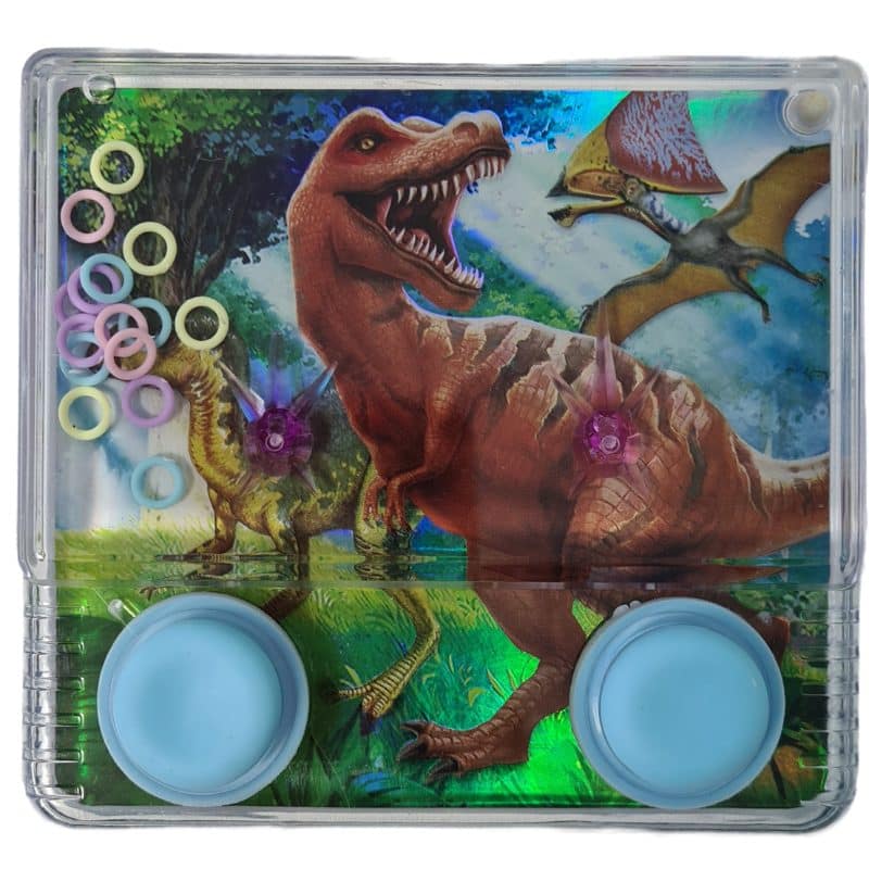 Jucarie Interactiva cu Cerculete in Apa, Fundal Dinozaur Velociraptor, 10x10 cm, 2 Butoane Albastre