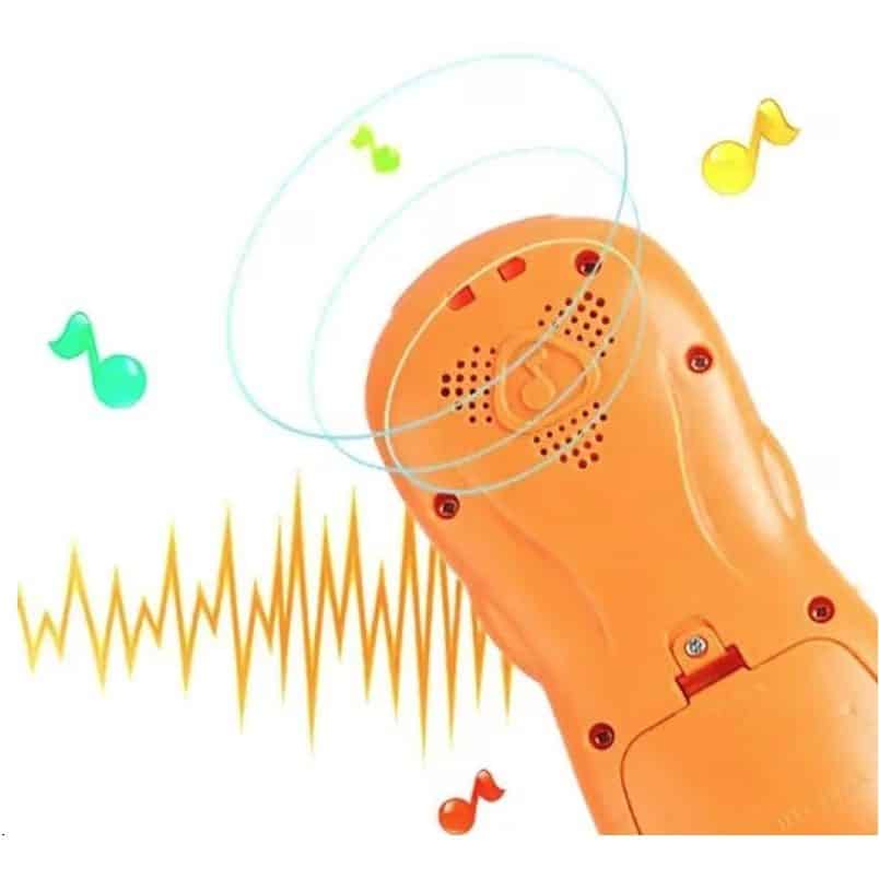 Telecomanda de Jucarie, cu Sunete si Lumini, Volum Ajustabil, Limba Engleza, Ursulet, Dimensiuni 16x6.5x3 Cm, Alb Verde, + 1 An