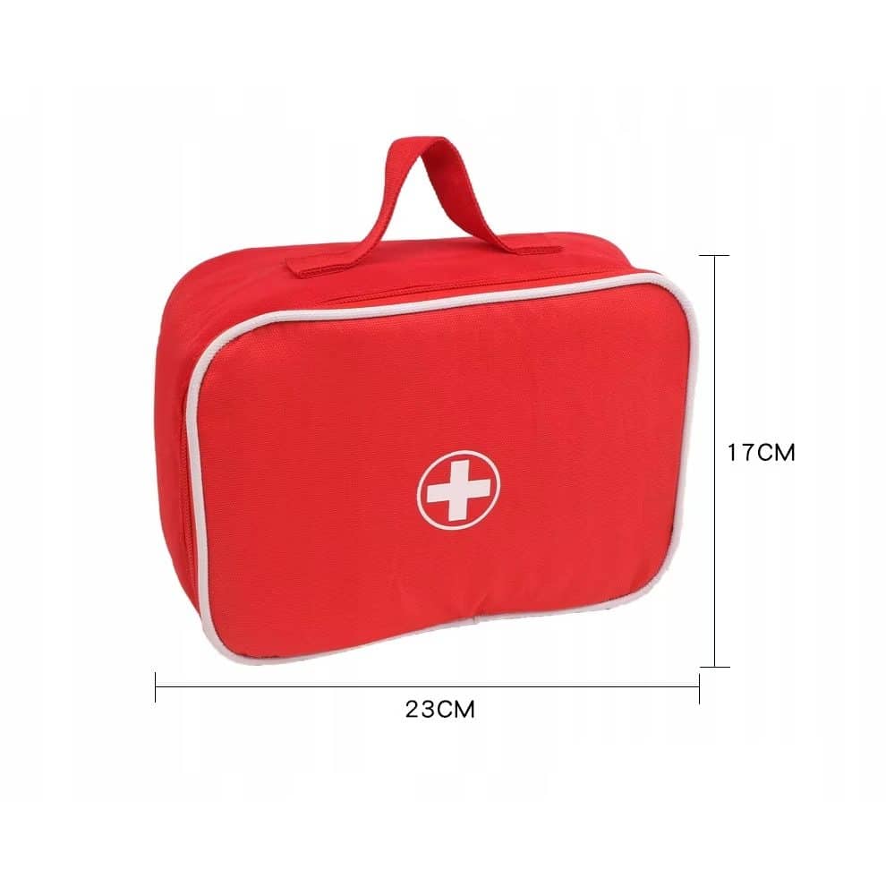 Trusa Medicala din Lemn, Accesorii Dentare, Termometru, Stetoscop, Seringa, Mulaj Dentar, Set Creativ si Interactiv, Geanta Depozitare, Rosu, + 3 Ani