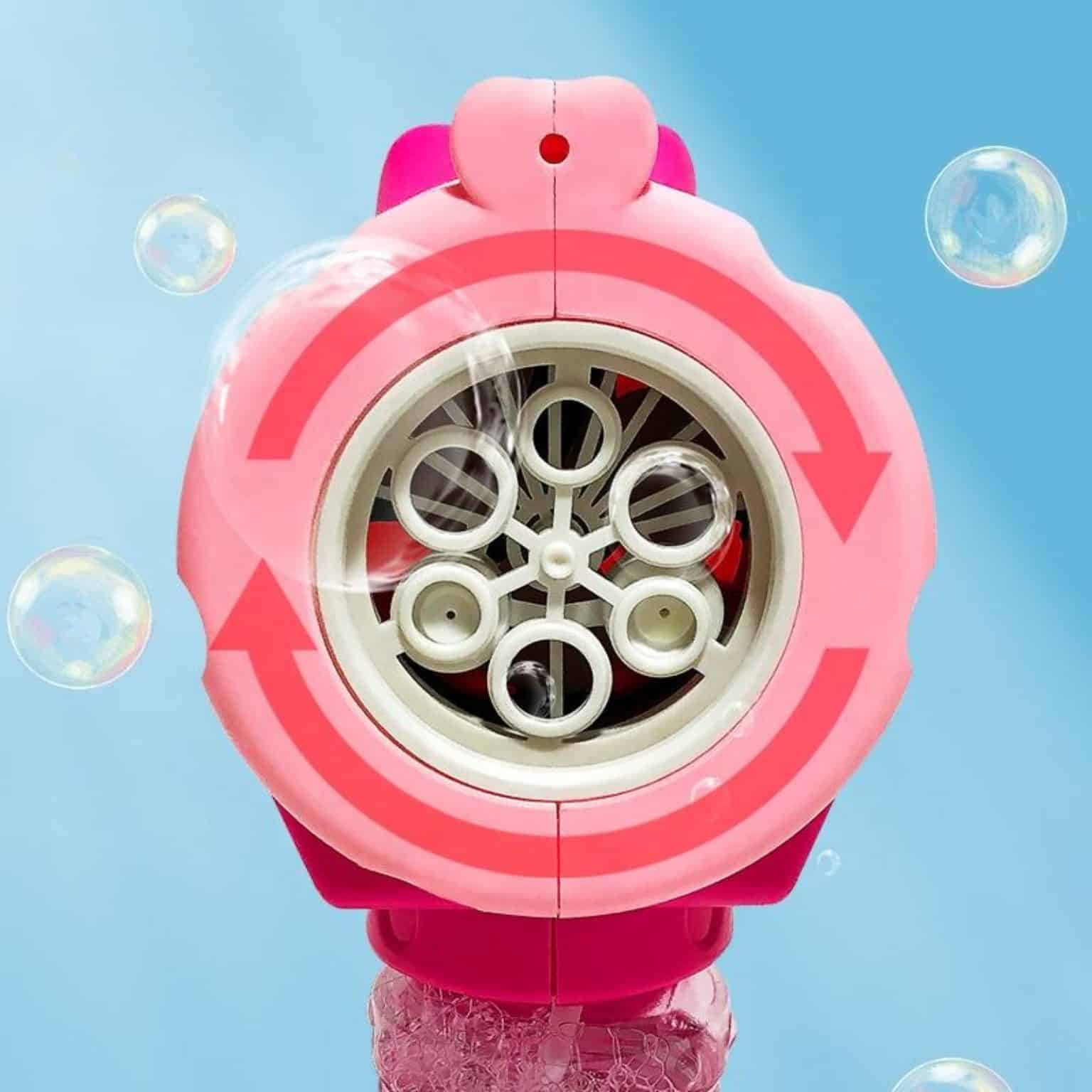 Pistol Baloane Săpun LUDIRO cu 6 guri și Lumini LED, Roz