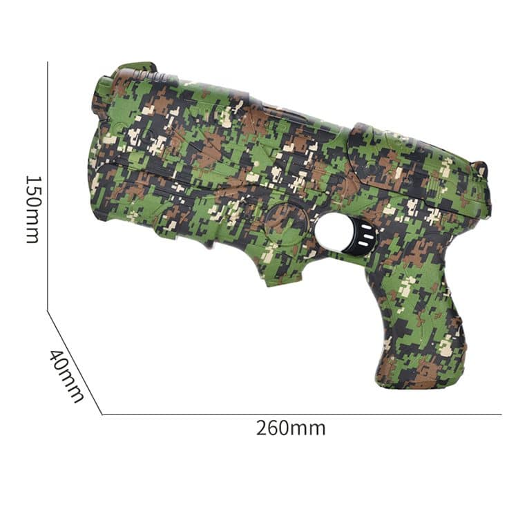 Set Pistol cu 6 Gloante de Spuma, Masca de Protectie, Vesta cu Tinta, Model Camuflaj, + 6 Ani