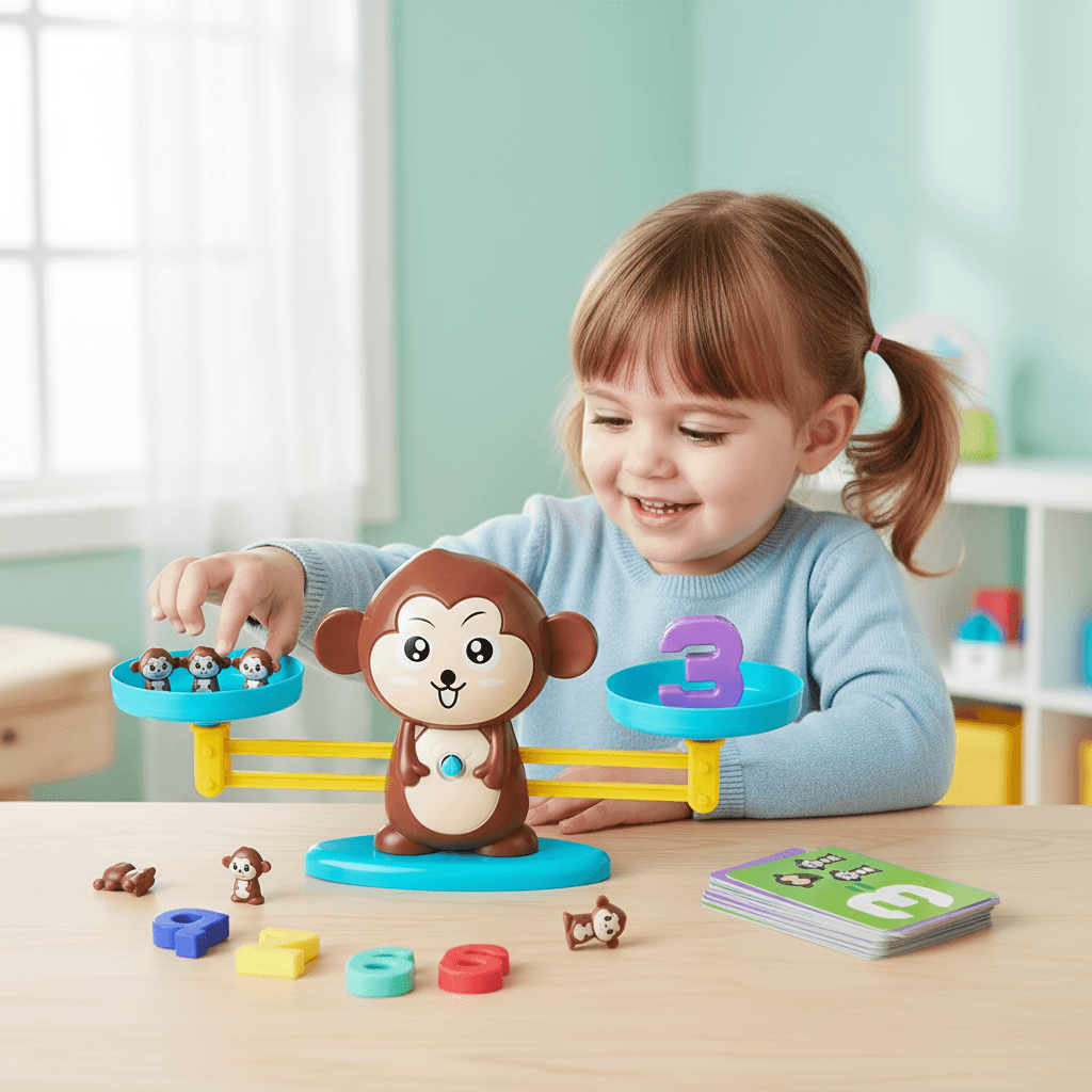 Jucarie Educativa Matematica, Balanta Maimuta, Invatare prin Joc, + 3 Ani