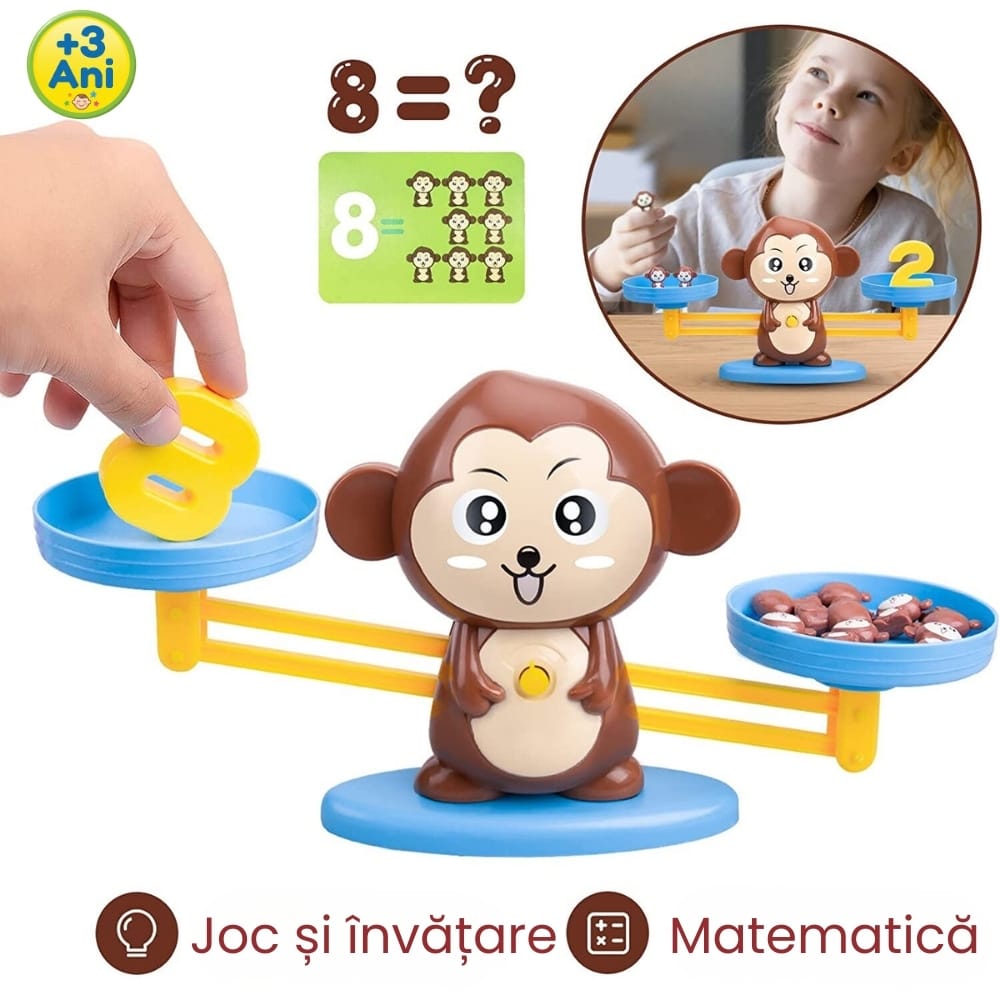 Jucarie Educativa Matematica, Balanta Maimuta, Invatare prin Joc, + 3 Ani