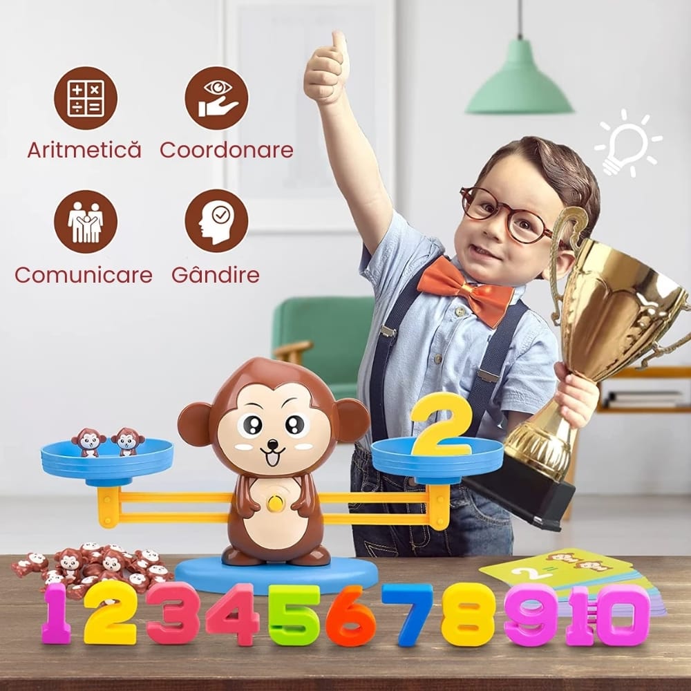 Jucarie Educativa Matematica, Balanta Maimuta, Invatare prin Joc, + 3 Ani