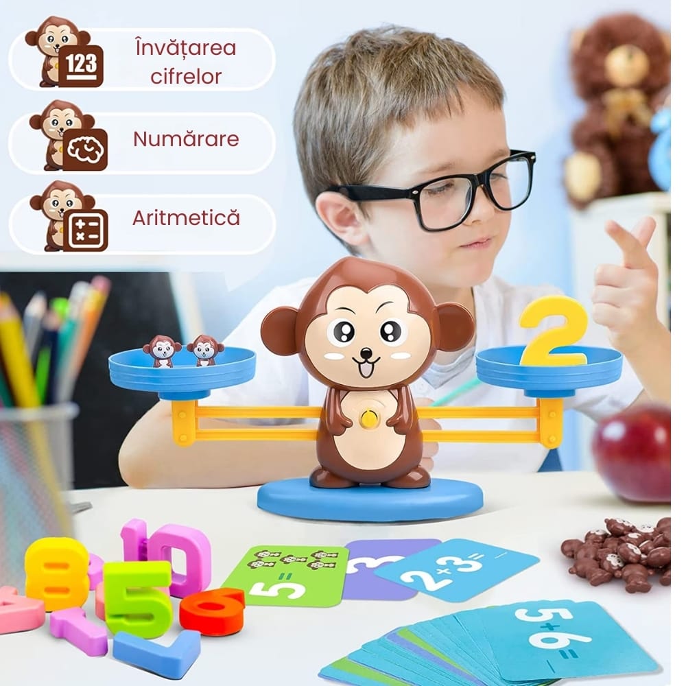 Jucarie Educativa Matematica, Balanta Maimuta, Invatare prin Joc, + 3 Ani