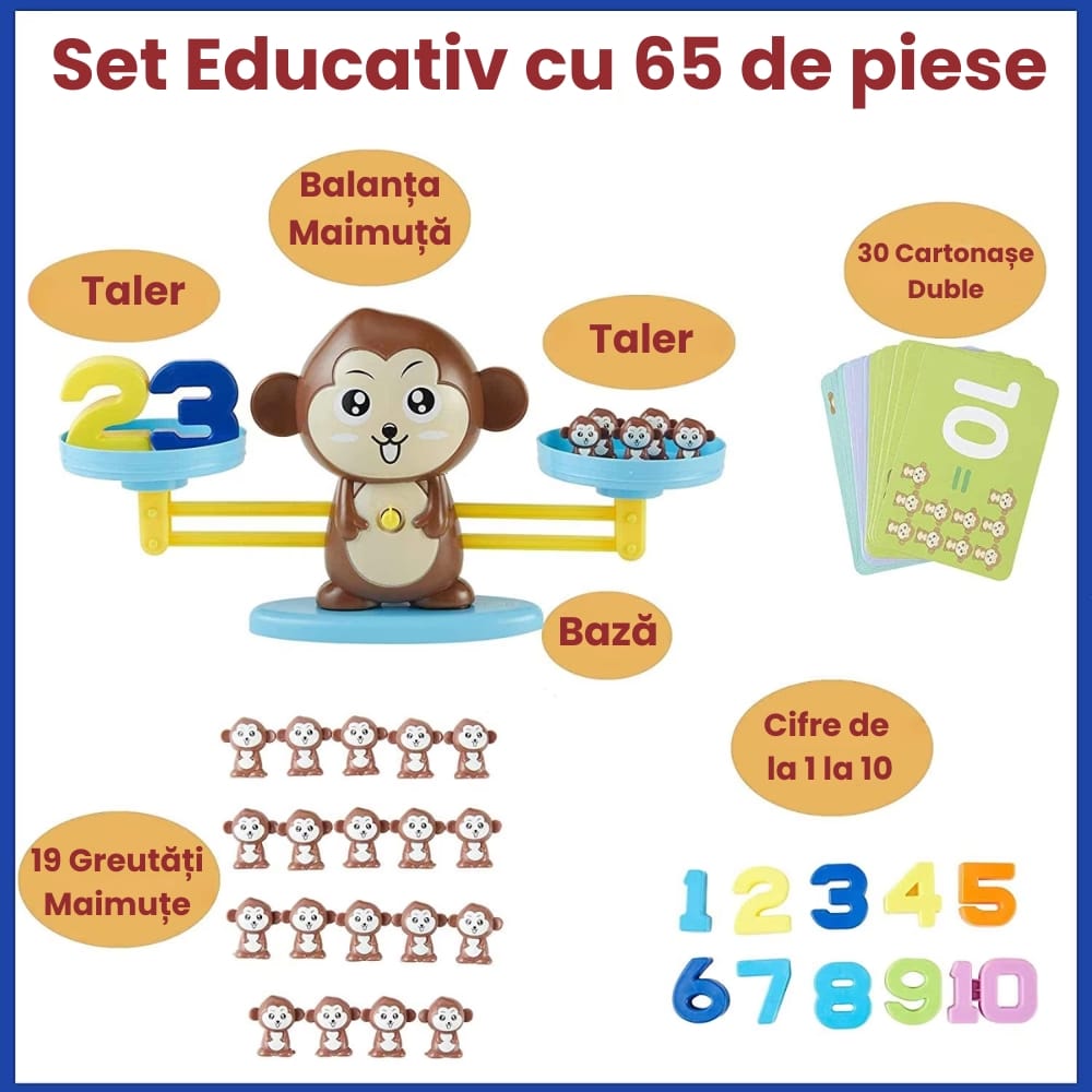 Jucarie Educativa Matematica, Balanta Maimuta, Invatare prin Joc, + 3 Ani