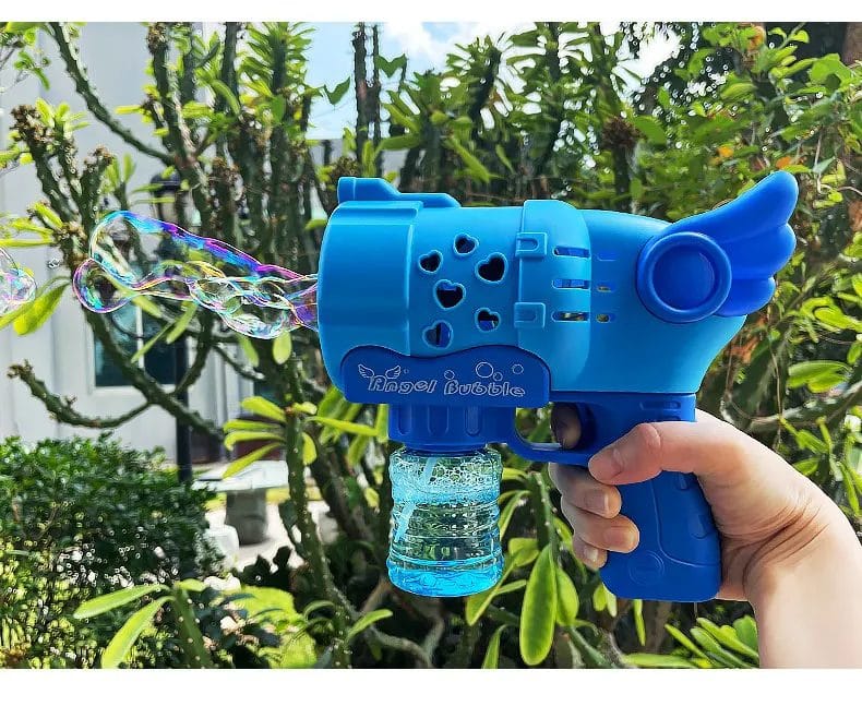 Pistol Baloane Săpun LUDIRO cu 6 guri și Lumini LED, Albastru