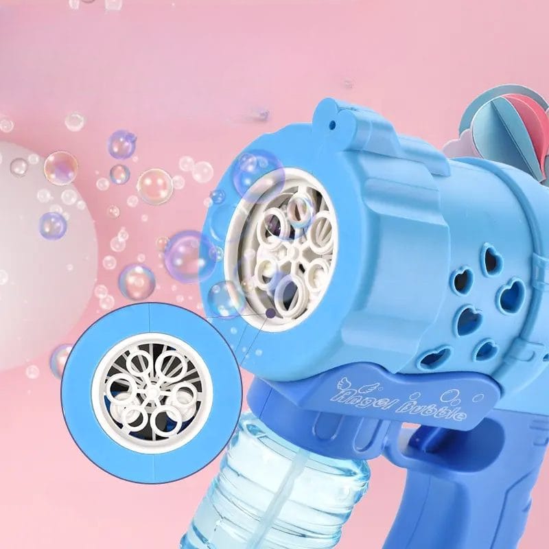 Pistol Baloane Săpun LUDIRO cu 6 guri și Lumini LED, Albastru
