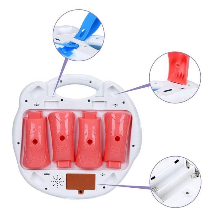 Resigilat - Jucarie Interactiva Bebelusi 3 in 1, Lumini si Sunete, Educativa, Multiple Activitati, Cu Picioare si Sistem de Agatare, 26.5x27.5x17 Cm, + 1 An