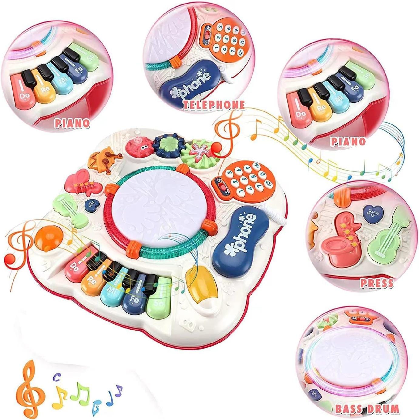 Masuta Activitati LUDIRO 8 Funcții, Interactivă, 6–9 Luni, Alb Rosu