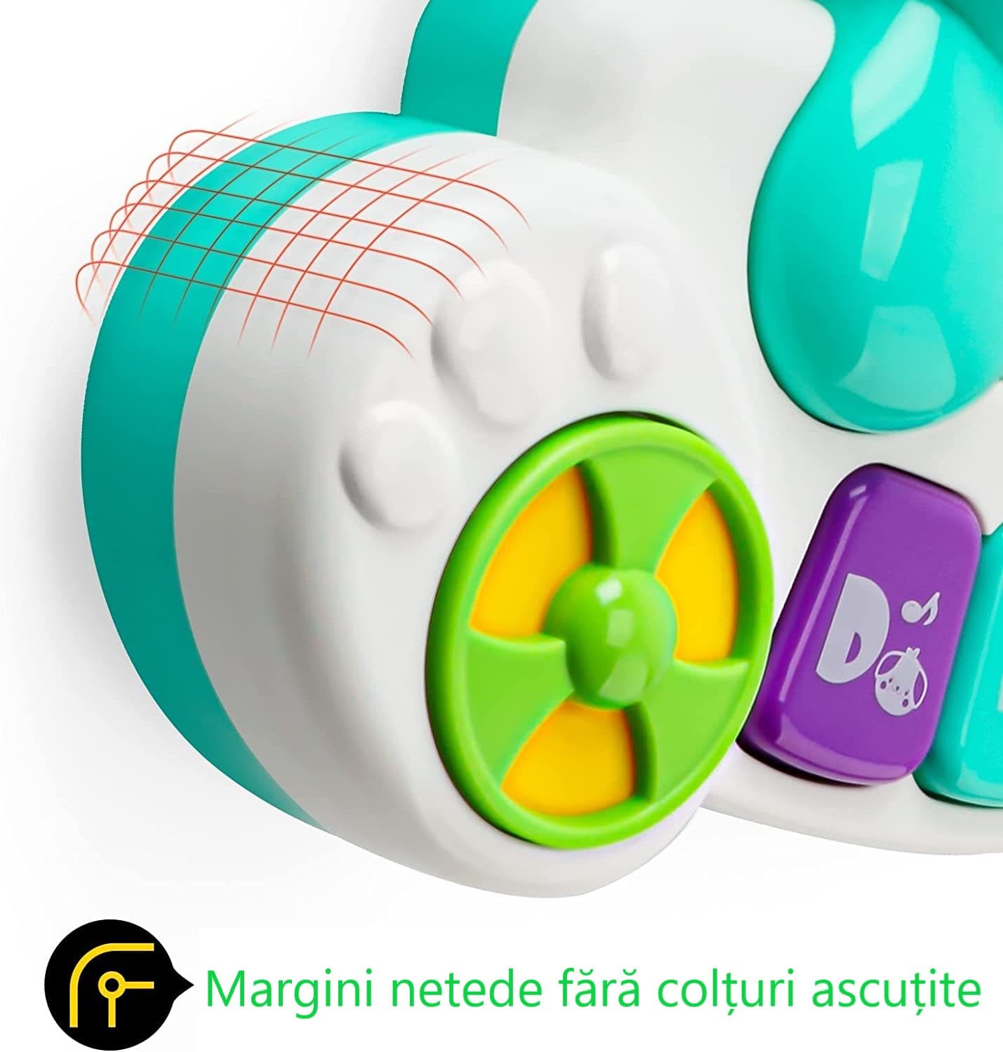 Resigilat - Jucarie Interactiva Bebelusi 4 in 1, Orga cu Sunete si Lumini, Ursulet Koala, 20x15x5.5 cm, Turcoaz, + 18 Luni