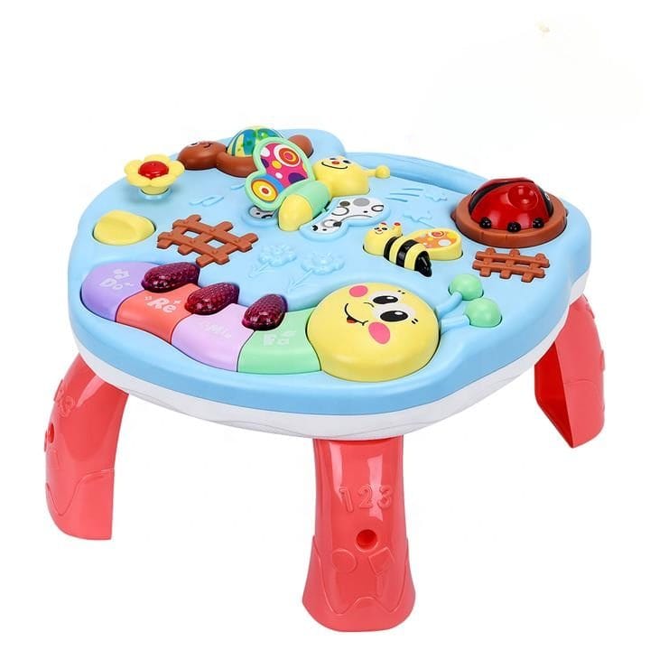 Resigilat - Jucarie Interactiva Bebelusi 3 in 1, Lumini si Sunete, Educativa, Multiple Activitati, Cu Picioare si Sistem de Agatare, 26.5x27.5x17 Cm, + 1 An