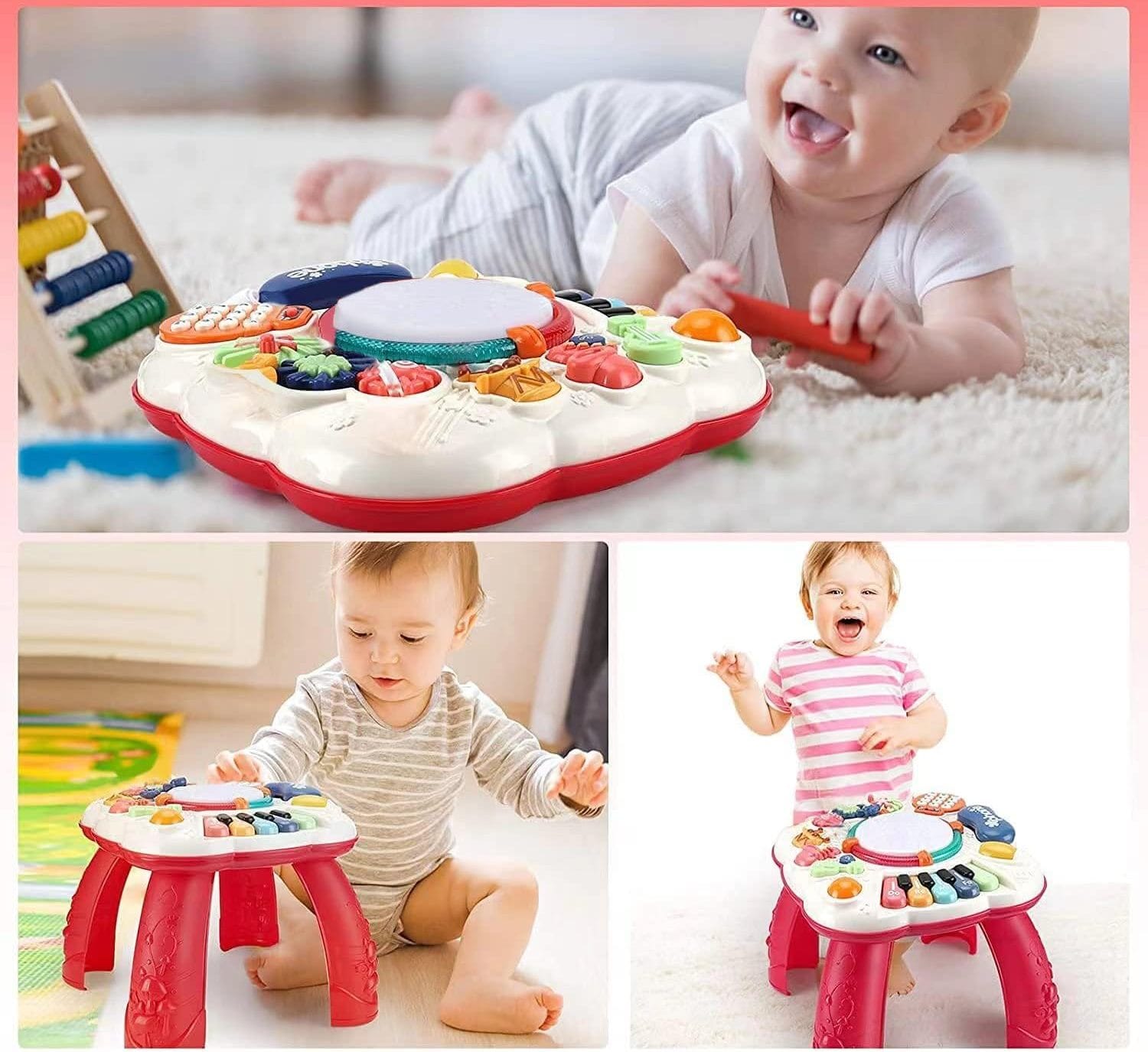 Masuta Activitati LUDIRO 8 Funcții, Interactivă, 6–9 Luni, Alb Rosu