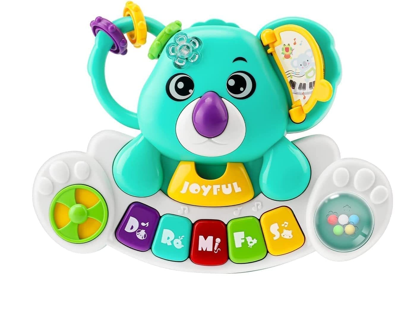 Resigilat - Jucarie Interactiva Bebelusi 4 in 1, Orga cu Sunete si Lumini, Ursulet Koala, 20x15x5.5 cm, Turcoaz, + 18 Luni